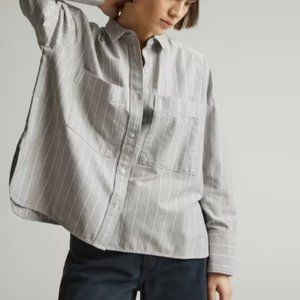 Everlane The Boxy Oxford in Chocolate Brown Stripe - Like New